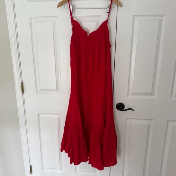 J Crew Red ruffle beach dress in airy gauze, M/L - Picture 5 of 5